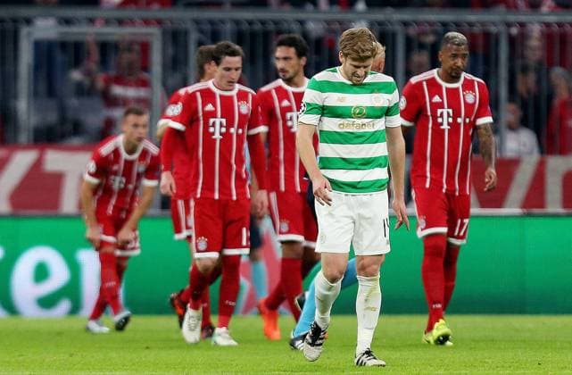 Mandatory Credit: Photo by James Marsh BPI Shutterstock (9146729ae) Stuart Armstrong of Celtic looks dejected after his side concede the first goal. Bayern Munich v Celtic, UEFA Champions League, Group B, Allianz Arena, Munich, Germany, 18 October 2017 EDITORIAL USE ONLY No use with unauthorised audio, video, data, fixture lists, club league logos or live services. Online in-match use limited to 75 images, no video emulation. No use in betting, games or single club league player publications. Bayern Munich v Celtic, UEFA Champions League, Group B, Allianz Arena, Munich, Germany, 18 October 2017 EDITORIAL USE ONLY No use with unauthorised audio, video, data, fixture lists, club league logos or live services. Online in-match use limited to 75 images, no video emulation. No use in betting, games or single club league player publications.  Copyright: xJamesxMarsh BPI Shutterstockx 9146729ae