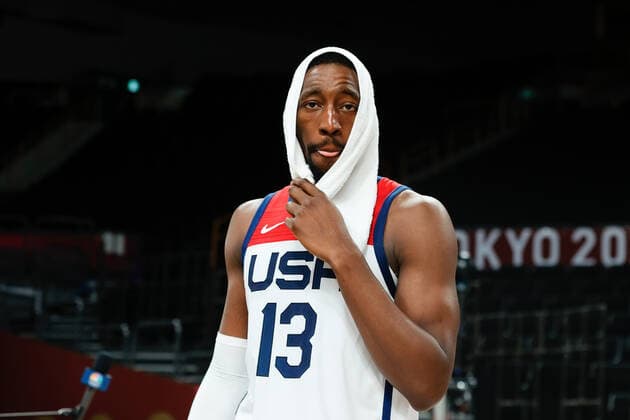 TOKYO, JAPAN - AUGUST 05: Bam Adebayo of Team United States after the Men s Basketball Semifinal match between USA and Australia on Day 13 of the Tokyo 2020 Olympic Games, Olympische Spiele, Olympia, OS at Saitama Super Arena on August 05, 2021 in Tokyo, Japan. (Photo by Pete Dovgan Speed Media Icon Sportswire) OLYMPICS: AUG 05 Olympics Tokyo 2020 Icon2108050164