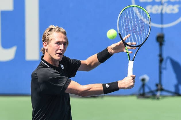 August 5, 2021, Washington, D.C, U.S: SEB KORDA hits a volley during his match against Jannik Sinner at the Rock Creek Tennis Center. Washington U.S. - ZUMAg196 20210805_zap_g196_004 Copyright: xKylexGustafsonx