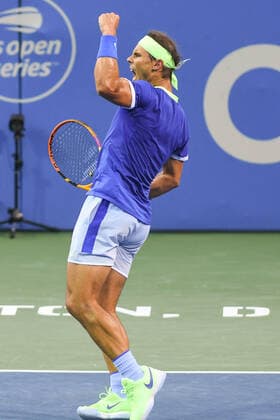 August 5, 2021, Washington, D.C, U.S: RAFAEL NADAL pumps his fist during his match against Lloyd Harris at the Rock Creek Tennis Center. Washington U.S. - ZUMAg196 20210805_zap_g196_016 Copyright: xKylexGustafsonx