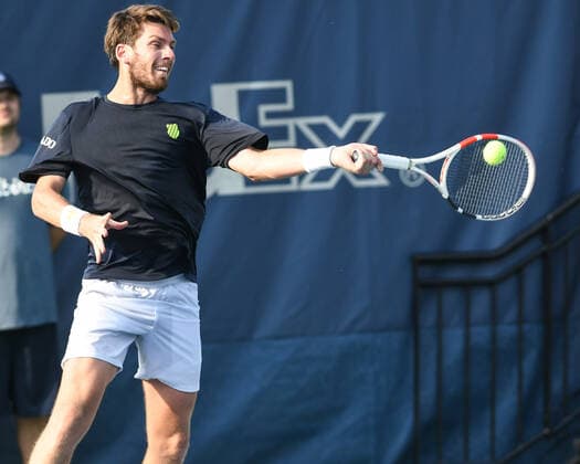 August 5, 2021, Washington, D.C, U.S: CAMERON NORRIE hits a forehand during his match against Kei Nishikori at the Rock Creek Tennis Center. Washington U.S. - ZUMAg196 20210805_zap_g196_029 Copyright: xKylexGustafsonx