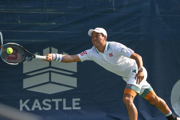 August 5, 2021, Washington, D.C, U.S: KEI NISHIKORI hits a forehand during his match against Cameron Norrie at the Rock Creek Tennis Center. Washington U.S. - ZUMAg196 20210805_zap_g196_034 Copyright: xKylexGustafsonx