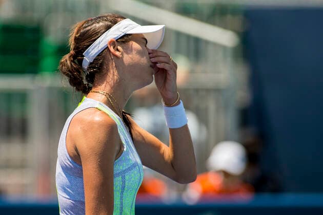 August 05, 2021: Ajla Tomljanovic (AUS) was defeated by Yulia Putintseva (KAZ) 36 75 63 in the second round of the Mubadala Silicon Valley Classic at San Jose State University in San Jose, California. TennisClix CSM San Jose USA - ZUMAc04_ 20210805_zaf_c04_483 Copyright: xMalxTaamx