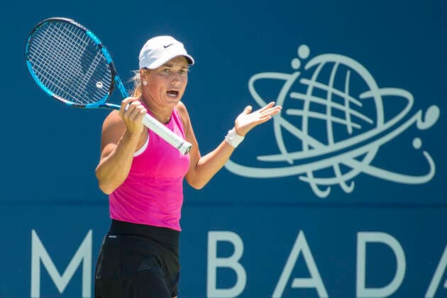 August 05, 2021: Yulia Putintseva (KAZ) defeated Ajla Tomljanovic (AUS) 36 75 63 in the second round of the Mubadala Silicon Valley Classic at San Jose State University in San Jose, California. TennisClix CSM San Jose USA - ZUMAc04_ 20210805_zaf_c04_486 Copyright: xMalxTaamx