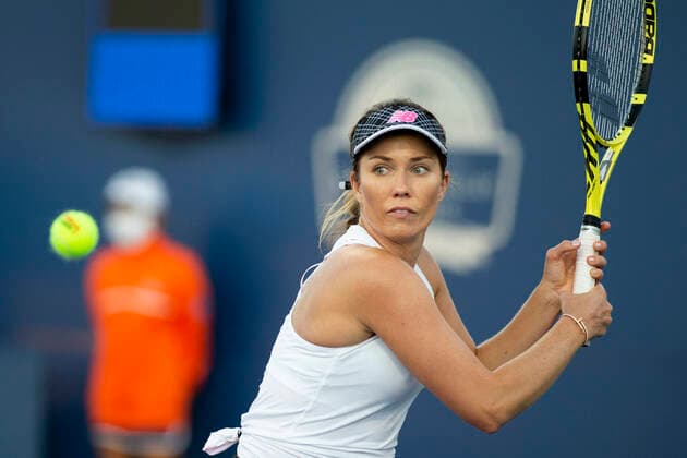 August 05, 2021: Danielle Collins (USA) defeated Sloane Stephens (USA) 36 64 63 in the second round of the Mubadala Silicon Valley Classic at San Jose State University in San Jose, California. TennisClix CSM San Jose USA - ZUMAc04_ 20210805_zaf_c04_491 Copyright: xMalxTaamx