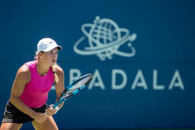 August 05, 2021: Yulia Putintseva (KAZ) defeated Ajla Tomljanovic (AUS) 36 75 63 in the second round of the Mubadala Silicon Valley Classic at San Jose State University in San Jose, California. TennisClix CSM San Jose USA - ZUMAc04_ 20210805_zaf_c04_492 Copyright: xMalxTaamx