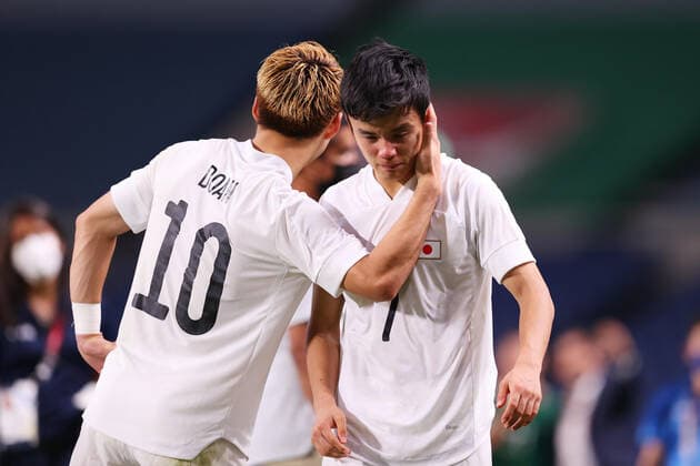 (L to R) Ritsu Doan, Takefusa Kubo (JPN), AUGUST 6, 2021 - Football Soccer : Men s 3rd Place Match match between Mexico 3-1 Japan during the Tokyo 2020 Olympic Games, Olympische Spiele, Olympia, OS at the Saitama Stadium in Saitama, Japan. Noxthirdxpartyxsales  (166591515)