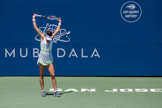 August 05, 2021: Ajla Tomljanovic (AUS) was defeated by Yulia Putintseva (KAZ) 36 75 63 in the second round of the Mubadala Silicon Valley Classic at San Jose State University in San Jose, California. TennisClix CSM San Jose USA - ZUMAc04_ 20210805_zaf_c04_504 Copyright: xMalxTaamx