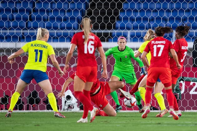 210806 Goalkeeper Stephanie Labbe of Canada in the womens football final during day 14 of the Tokyo 2020 Olympic Games on August 6, 2021 in Tokyo Photo Carl Sandin IMAGE BOOK code CS DS0190 football football soccer football olympic games olympics os ol olympic games olympic games tokyo2020 tokyo 2020 tokyo os tokyo ol bbeng sweden sweden canada canada final,  Copyright: CARLxSANDIN BB210806CS018