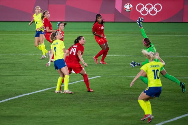 210806 Magdalena Eriksson of Sweden in the womens football final during day 14 of the Tokyo 2020 Olympic Games on August 6, 2021 in Tokyo Photo Jon Olav Nesvold BILDBYRAN COP 217 DS0190 fotboll football soccer fotball olympic games olympics os ol olympiska spel olympiske leker tokyo2020 tokyo 2020 tokyo os tokyo ol bbeng sweden sweden canada canada final,  Copyright: JONxOLAVxNESVOLD BB210806JE083