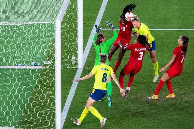 210806 Hanna Bennison of Sweden in the womens football final during day 14 of the Tokyo 2020 Olympic Games on August 6, 2021 in Tokyo Photo Joel Marklund BILDBYRAN kod JM DS0190 fotboll football soccer fotball olympic games olympics os ol olympiska spel olympiske leker tokyo2020 tokyo 2020 tokyo os tokyo ol bbeng sverige sweden canada kanada final,  Copyright: JOELxMARKLUND BB210806JM067
