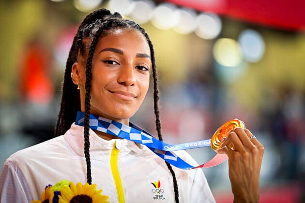 Bilder des Jahres 2021, Sport 08. August Sport Themen der Woche KW31 Sport Bilder des Tages Tokio 2020 im Jahr 2021, Rückblick: Olympische Highlights Nafissatou Thiam (Bel) Medaille d or - Heptathlon feminin ATHLETISME : Jeux Olympiques - Tokyo 2020 - 06 08 2021 JBAutissier Panoramic 