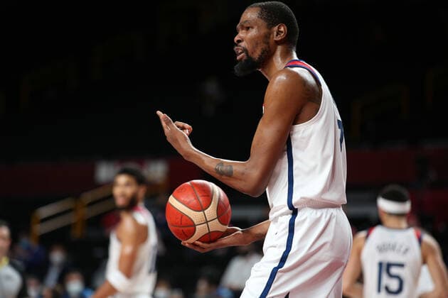 August 7, 2021, Saitama, Tokyo, Japan: Kevin DURANT of the United States reacts during the Men s Gold Medal Game between France and the United States at the Saitama Super Arena on August 7th 2021 in Saitama, Japan Saitama Japan - ZUMAc179 20210807_zep_c179_012 Copyright: xMickaelxChavetx