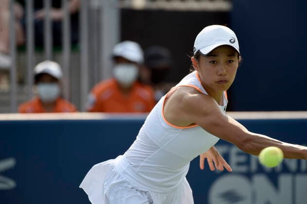 August 6, 2021, San Jose, California, USA: San Jose, California, U.S. - SHUAI ZHANG was knocked out of the Mubadala Silicon Valley tournament in a close match against Ana Konjuh Friday. San Jose USA - ZUMAw332 20210806_zap_w332_009 Copyright: xNealxWatersx