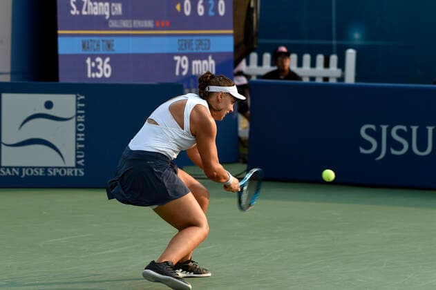 August 6, 2021, San Jose, California, USA: San Jose, California, U.S. - ANA KONJUH advanced to the semi-finals in the Mubadala Silicon Valley Classic tournament Friday. She beat Shuai Zhang in a close match. San Jose USA - ZUMAw332 20210806_zap_w332_027 Copyright: xNealxWatersx