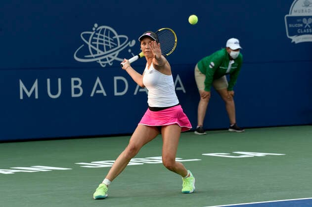 August 6, 2021, San Jose, California, USA: San Jose, California, U.S. - DANIELLE COLLINS lost her quarter-final match against Elena Rybakina Friday. Rybakina will advance to the semi-finals Saturday at the Mubadala Silicon Valley Classic tournament.San Jose, California, U.S. San Jose USA - ZUMAw332 20210806_zap_w332_039 Copyright: xNealxWatersx