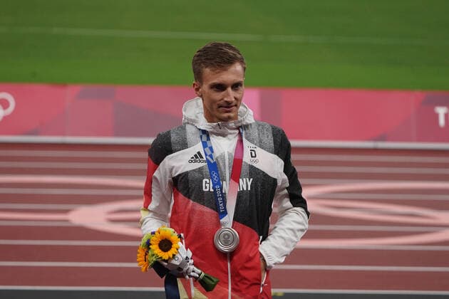 Tokyo 2021, Summer Olympics, Olympics, Oylmpic Summer Games, 23 07 08 2021, Tokyo Olympic Stadium, 50 KM walking Jonathan Hilbert with silver medals ,