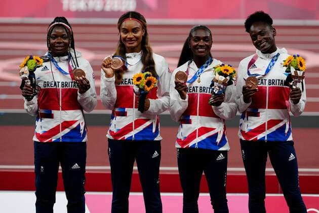 Mandatory Credit: Photo by Dave Shopland Shutterstock (12249251c) Asha Philip, Imani Lansiquot, Dina Asher-Smith and Daryll Neita (GBR) - Women s 4 x 100m Relay Final - Bronze Athletics, Olympic Stadium, Tokyo Olympic Games, Olympische Spiele, Olympia, OS 2020, Japan - 07 Aug 2021 Athletics, Olympic Stadium, Tokyo Olympic Games 2020, Japan - 07 Aug 2021  Copyright: xDavexShopland Shutterstockx 12249251c