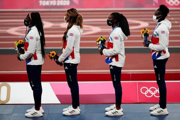 Großbritannien, Black History Month im Oktober - Sport Mandatory Credit: Photo by Dave Shopland Shutterstock (12249251f) Asha Philip, Imani Lansiquot, Dina Asher-Smith and Daryll Neita (GBR) - Women s 4 x 100m Relay Final - Bronze Athletics, Olympic Stadium, Tokyo Olympic Games, Olympische Spiele, Olympia, OS 2020, Japan - 07 Aug 2021 Athletics, Olympic Stadium, Tokyo Olympic Games 2020, Japan - 07 Aug 2021 Copyright: xDavexShopland Shutterstockx 12249251f