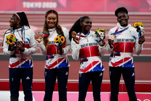 Mandatory Credit: Photo by Dave Shopland Shutterstock (12249251g) Asha Philip, Imani Lansiquot, Dina Asher-Smith and Daryll Neita (GBR) - Women s 4 x 100m Relay Final - Bronze Athletics, Olympic Stadium, Tokyo Olympic Games, Olympische Spiele, Olympia, OS 2020, Japan - 07 Aug 2021 Athletics, Olympic Stadium, Tokyo Olympic Games 2020, Japan - 07 Aug 2021  Copyright: xDavexShopland Shutterstockx 12249251g