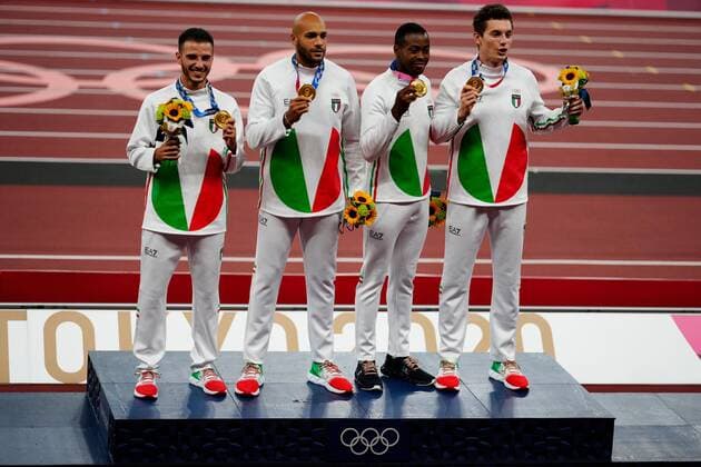Tokyo 2020 in 2021, athletics, 4x100m relay men, award ceremony