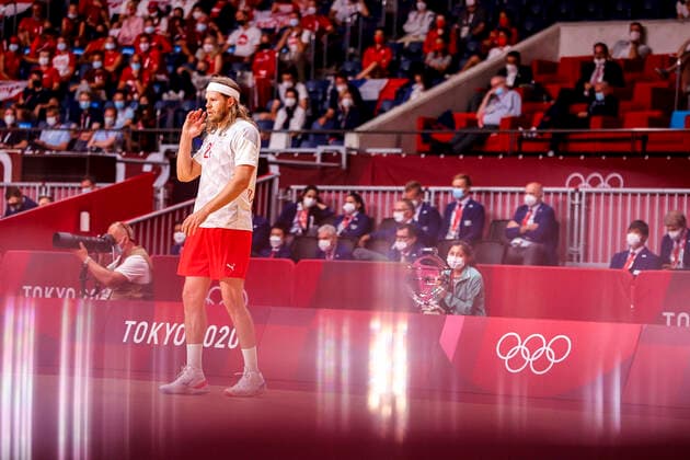 OLYMPICS - Summer Olympic Games, Olympische Spiele, Olympia, OS 2020 TOKYO,JAPAN,07.AUG.21 - OLYMPICS, HANDBALL - Summer Olympic Games 2020, final, men, France vs Denmark. Image shows Mikkel Hansen (DEN).  GEPAxpictures xJasminxWalter