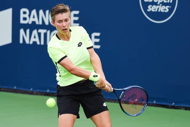 August 07, 2021: Demi Schuurs (NED) getsr eady to return the ball during the WTA, Tennis Damen National Bank Open qualifying round match at IGA Stadium in Montreal, Quebec. CSM Montreal Canada - ZUMAc04_ 20210807_zaf_c04_012 Copyright: xDavidxKirouacx