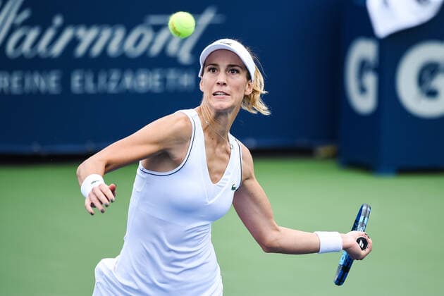 August 07, 2021: Bernarda Pera (USA) tracks the ball before returning it during the WTA, Tennis Damen National Bank Open qualifying round match at IGA Stadium in Montreal, Quebec. CSM Montreal Canada - ZUMAc04_ 20210807_zaf_c04_026 Copyright: xDavidxKirouacx