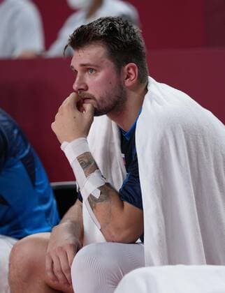 (210807) -- SAITAMA, Aug. 7, 2021 -- Luka Doncic of Slovenia reacts during the men s basketball bronze medal match between Slovenia and Australia at the Tokyo 2020 Olympic Games, Olympische Spiele, Olympia, OS in Saitama, Japan, Aug. 7, 2021. ) (TOKYO2020)JAPAN-SAITAMA-OLY-BASKETBALL-MEN S BRONZE MEDAL MATCH MengxYongmin 