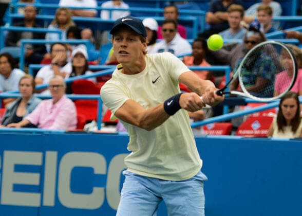 August 7, 2021, Washington, D.C, U.S: JANNIK SINNER of Italy in his semifinal match in the Citi Open tennis tournament in Washington D.C. Washington U.S. - ZUMAl132 20210807_zap_l132_004 Copyright: xChristopherxLevyx