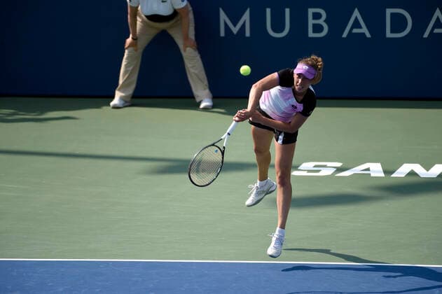 August 7, 2021, San Jose, California, USA: San Jose, California, U.S. - ELISE MERTENS lost her semi-final match to Daria Kasatkina on Saturday at the Mubadala Silicon Valley Classic tournament. San Jose USA - ZUMAw332 20210807_zap_w332_033 Copyright: xNealxWatersx
