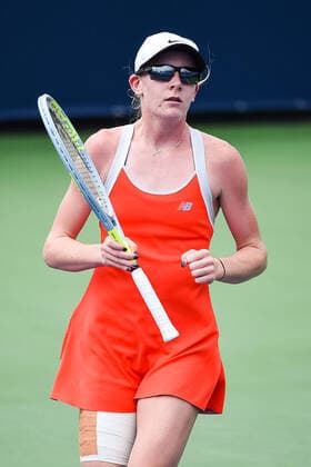 MONTREAL, QC - AUGUST 07:Look on Kayla Cross (CAN) during the qualifying WTA, Tennis Damen National Bank Open match on August 7, 2021 at IGA Stadium in Montreal, QC (Photo by David Kirouac Icon Sportswire) TENNIS: AUG 07 National Bank Open Icon210807097