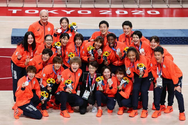Japan women s team group, Mannschaftsbild, Totale (JPN), AUGUST 8, 2021 - Basketball : Women s Medal Ceremony during the Tokyo 2020 Olympic Games, Olympische Spiele, Olympia, OS at the Saitama Super Arena in Saitama, Japan. Noxthirdxpartyxsales  (166755647)