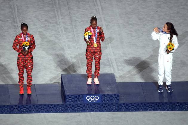 Photo Gian Mattia D Alberto LaPresse August 08, 2021 Tokyo Tokyo 2020 Olympic Games, Olympische Spiele, Olympia, OS Closing ceremony In the pic: the ceremony, women s marathon podium  Copyright: xGianxMattiaxD Alberto LaPressex