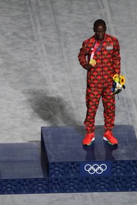 Photo Gian Mattia D Alberto LaPresse August 08, 2021 Tokyo Tokyo 2020 Olympic Games, Olympische Spiele, Olympia, OS Closing ceremony In the pic: the ceremony, men s marathon podium  Copyright: xGianxMattiaxD Alberto LaPressex