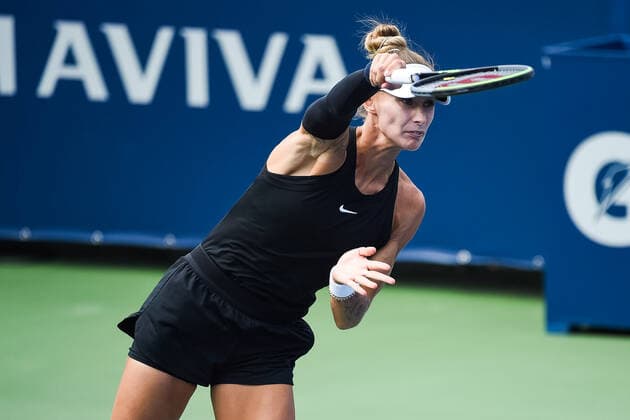 August 08, 2021: Look on Polona Hercog (SLO) during the WTA, Tennis Damen National Bank Open qualifying round match at IGA Stadium in Montreal, Quebec. CSM Montreal Canada - ZUMAc04_ 20210808_zaf_c04_001 Copyright: xDavidxKirouacx