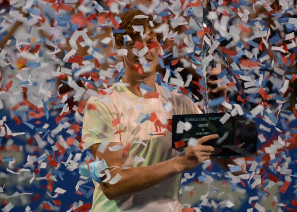 August 8, 2021, Washington, D.C, U.S: JANNIK SINNER of Italy with the Donald Dell trophy after winning the Citi Open tennis tournament in Washington D.C. Washington U.S. - ZUMAl132 20210808_zap_l132_003 Copyright: xChristopherxLevyx