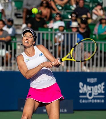 August 08, 2021 San Jose, CA USA Danielle Collins returns a shot during the Mubadala Silicon Valley Classic final between Daria Kasatkina(RUS) vs Danielle Collins(USA). Danielle won the final at San Jose State University San Jose Calif. CSM San Jose USA - ZUMAc04_ 20210808_zaf_c04_150 Copyright: xThurmanxJamesx