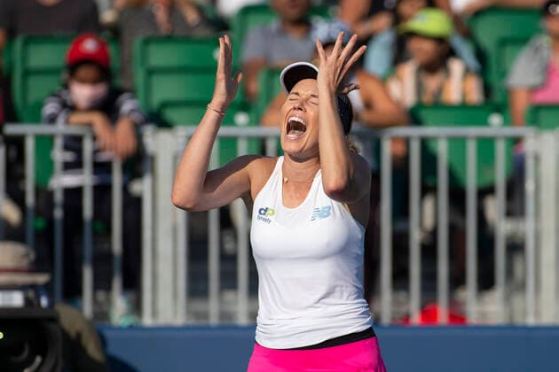August 08, 2021: Danielle Collins (USA) reacts in her match where she defeated Daria Kasatkina (RUS) 63 67(10) 61 in the finals of the Mubadala Silicon Valley Classic at San Jose State University in San Jose, California. TennisClix CSM San Jose USA - ZUMAc04_ 20210808_zaf_c04_178 Copyright: xMalxTaamx