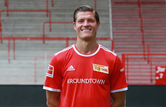 Kevin Behrens Sport Football Soccer Bundesliga Men DFL Porträttermin Season 2021 2022 08 2021 1 FC Union Berlin FCU Squad, Presentation, Presentation, Press Event, Portrait Portrait