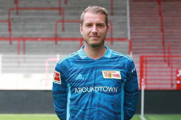 Goalkeeper Jakob Busk Sports Football Soccer Bundesliga Men DFL Porträttermin Season 2021 2022 08 2021 1 FC Union Berlin FCU Squad, Presentation, Presentation, Press Event, Portrait Portrait