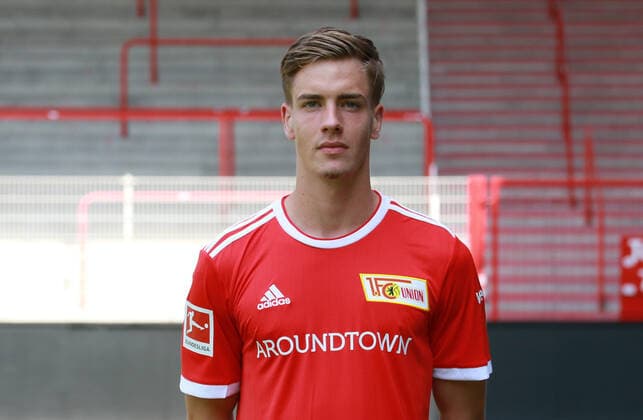 Laurenz Dehl Sport Football Soccer Bundesliga Men DFL Porträttermin Season 2021 2022 08 2021 1 FC Union Berlin FCU squad, introduction, presentation, press appointment, portrait portrait