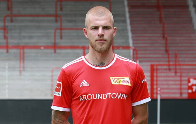 Rick van Drongelen Sport Football Soccer Bundesliga Men DFL Porträttermin Season 2021 2022 08 2021 1 FC Union Berlin FCU squad, introduction, presentation, press event, portrait portrait