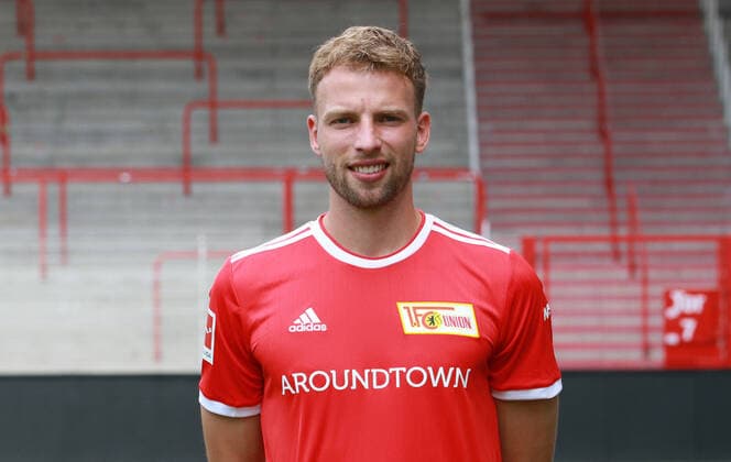 Marvin Friedrich Sport Football Bundesliga Men DFL Porträttermin Saison 2021 2022 08 2021 1 FC Union Berlin FCU squad, introduction, presentation, press appointment, portrait portrait