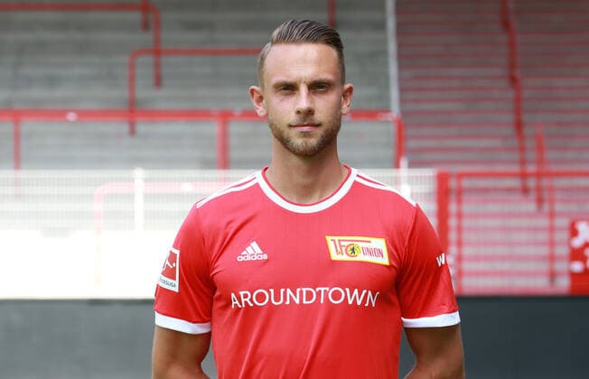 Marcus Ingvartsen Sport Football Soccer Bundesliga Men DFL Porträttermin Season 2021 2022 08 2021 1 FC Union Berlin FCU squad, introduction, presentation, press event, portrait portrait