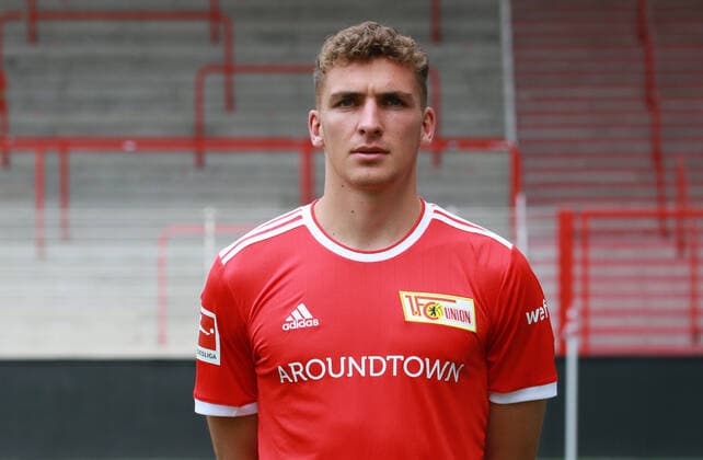 Grischa Prömel Sport Football Soccer Bundesliga Men DFL Porträttermin Season 2021 2022 08 2021 1 FC Union Berlin FCU squad, presentation, presentation, press event, portrait portrait
