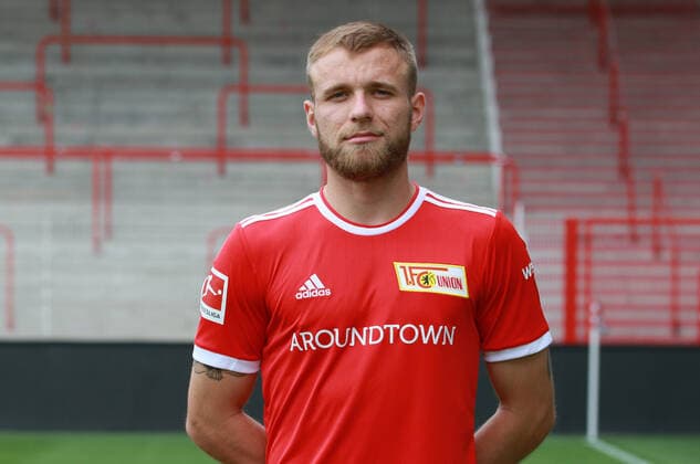 Tymoteusz Puchacz Sport Football Soccer Bundesliga Men DFL Porträttermin Season 2021 2022 08 2021 1 FC Union Berlin FCU squad, introduction, presentation, press event, portrait portrait