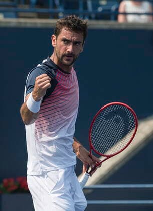 August 9, 2021, Toronto, on, Canada: CroatiaÃ¢â‚¬â ¢s Marin Cilic celebrates during men s National Bank Open tennis action against SpainÃ¢â‚¬â ¢s Albert Ramos-Vinolas, in Toronto on Monday, Aug., 9, 2021. Canada News - August 9, 2021  - ZUMAc35_ 20210809_zaf_c35_031 Copyright: xChristopherxKatsarovx