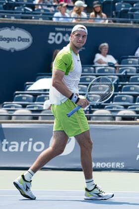 August 9, 2021, Toronto, on, Canada: Germanyo¢s Jan-Lennard Struff celebrates during a match with Italyo¢s Fabio Fognini during Meno¢s National Bank Open tennis action, in Toronto on Monday, Aug., 9, 2021. Canada News - August 9, 2021  - ZUMAc35_ 20210809_zaf_c35_095 Copyright: xChristopherxKatsarovx