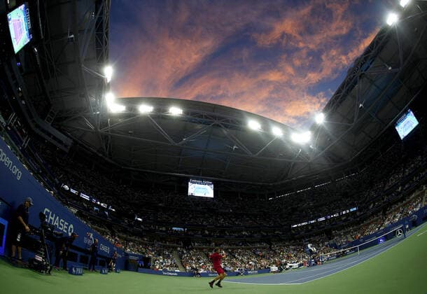 Mandatory Credit: Photo by BPI Shutterstock (5895805bc) Stan Wawrinka of Switzerland in action under a red sky during the Men s Final during the US Open 2016 at the Billie Jean King Tennis Centre, Queens, New York on the 11th September 2016 Tennis - US Open 2016 Day Fourteen Flushing Meadows US Open, New York, United States - 11 Sep 2016 Tennis - US Open 2016 Day Fourteen Flushing Meadows US Open, New York, United States - 11 Sep 2016  Copyright: xBPI Shutterstockx 5895805bc